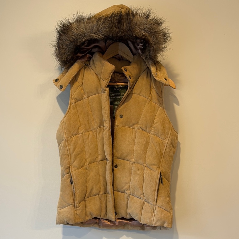 Eddie Bauer leather vest goose down